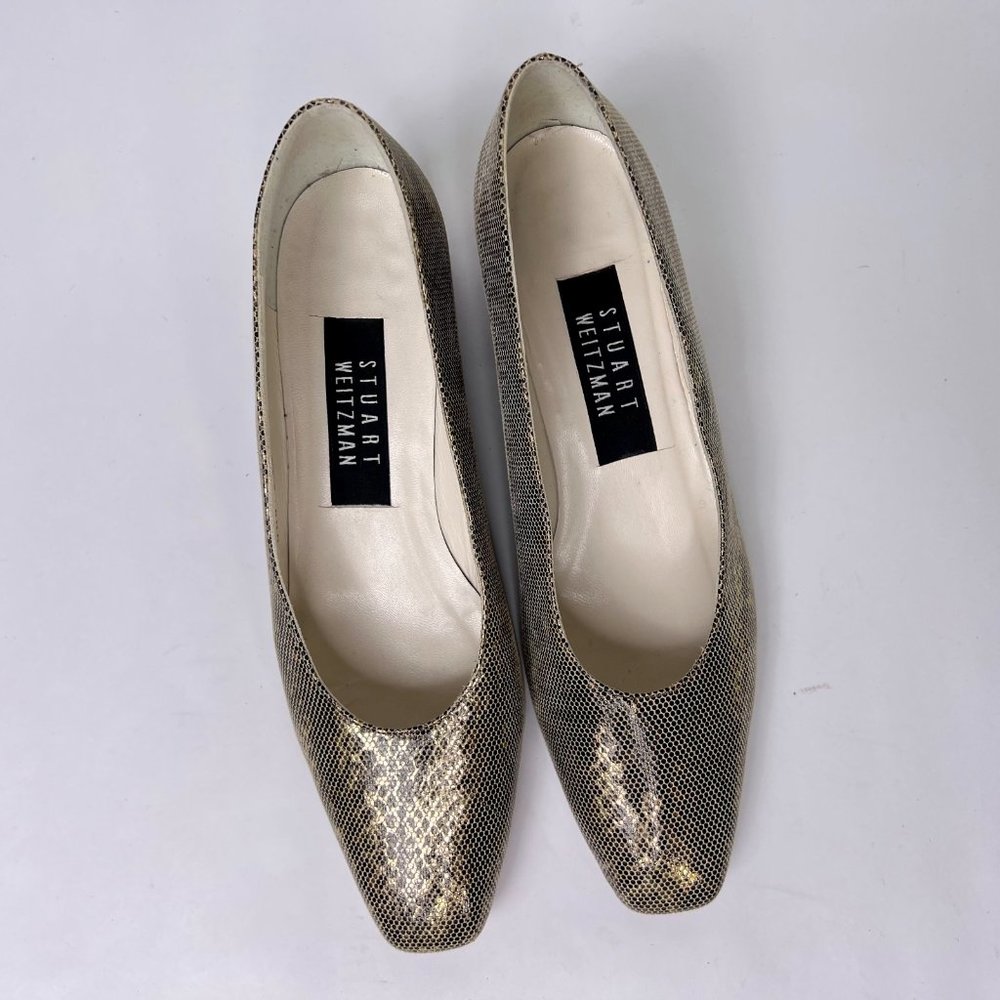 Stuart Weitzman Slip On Snake Embossed Leather Sl… - image 5